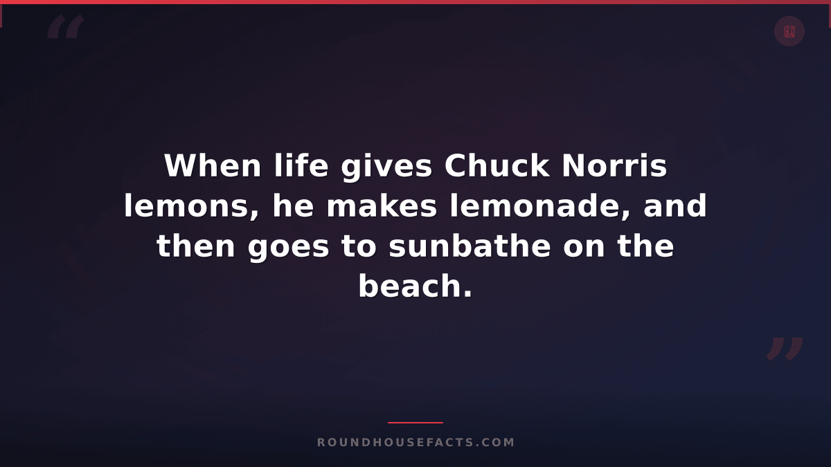 Chuck Norris Fact — When life gives Chuck Norris lemons, he makes lemonade, and