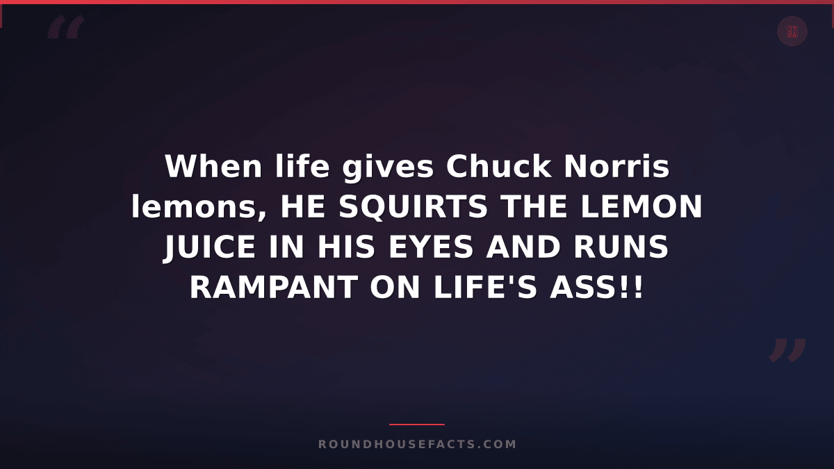 Chuck Norris Fact — When life gives Chuck Norris lemons, HE SQUIRTS THE LEMON JU