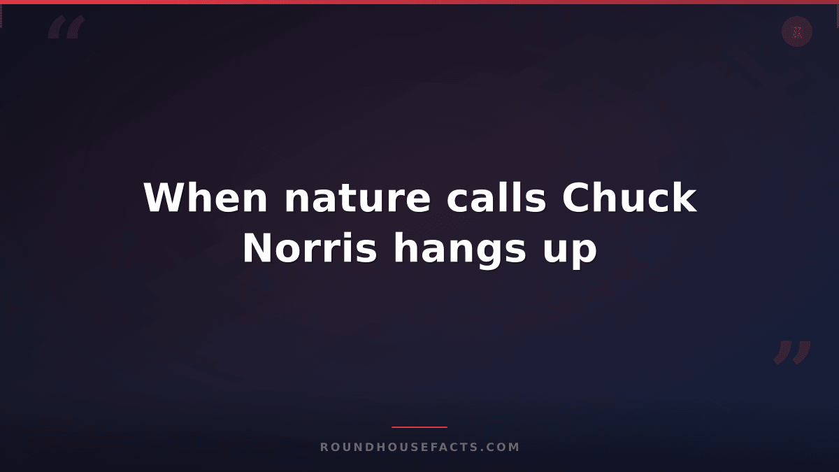 Chuck Norris Fact — When nature calls Chuck Norris hangs up