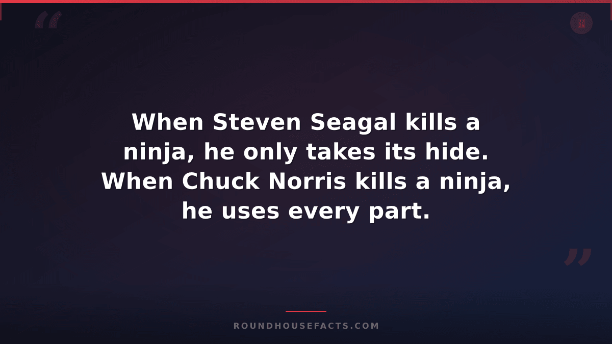 Chuck Norris Fact — When Steven Seagal kills a ninja, he only takes its hide. Wh