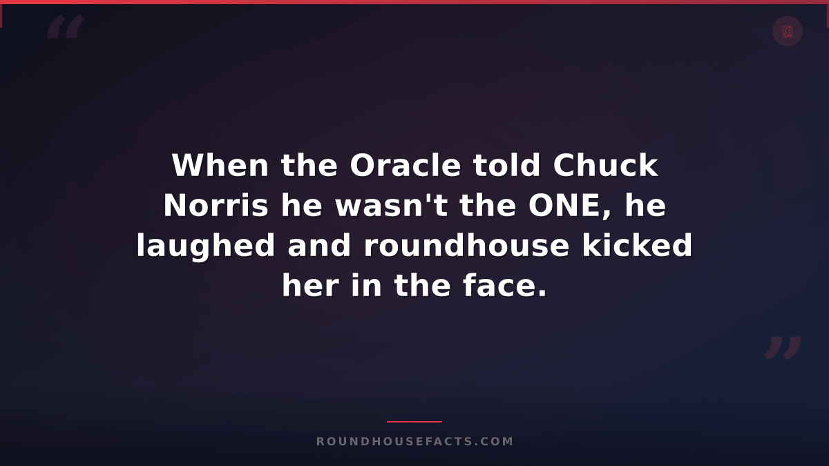 Chuck Norris Fact — When the Oracle told Chuck Norris he wasn't the ONE, he laug