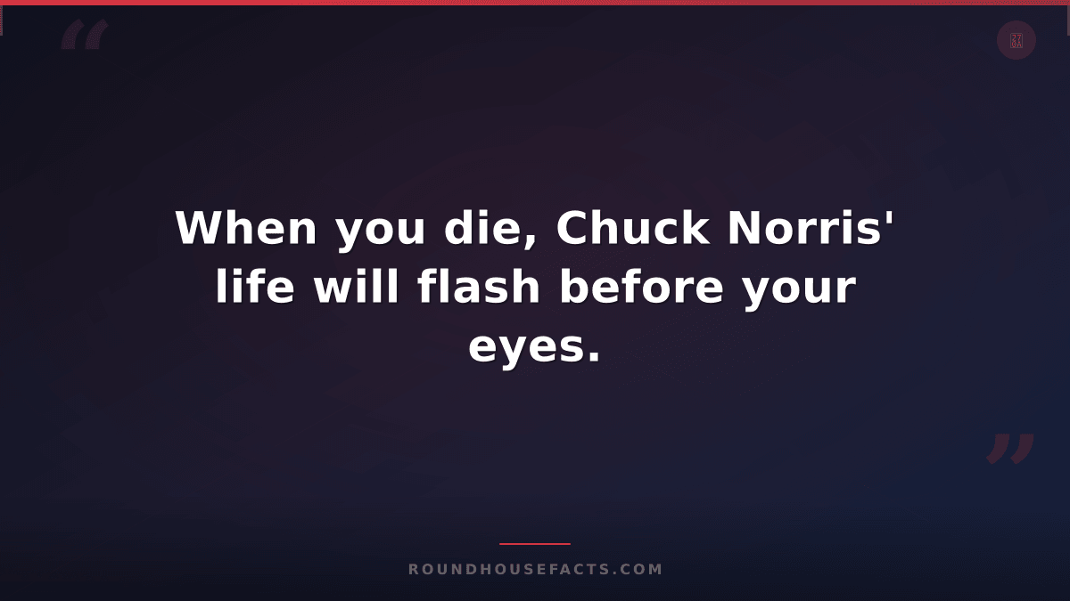 Chuck Norris Fact — When you die, Chuck Norris' life will flash before your eyes