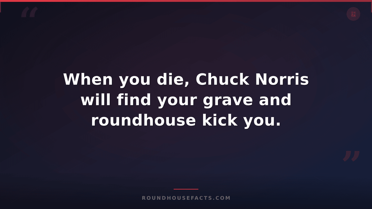 Chuck Norris Fact — When you die, Chuck Norris will find your grave and roundhou