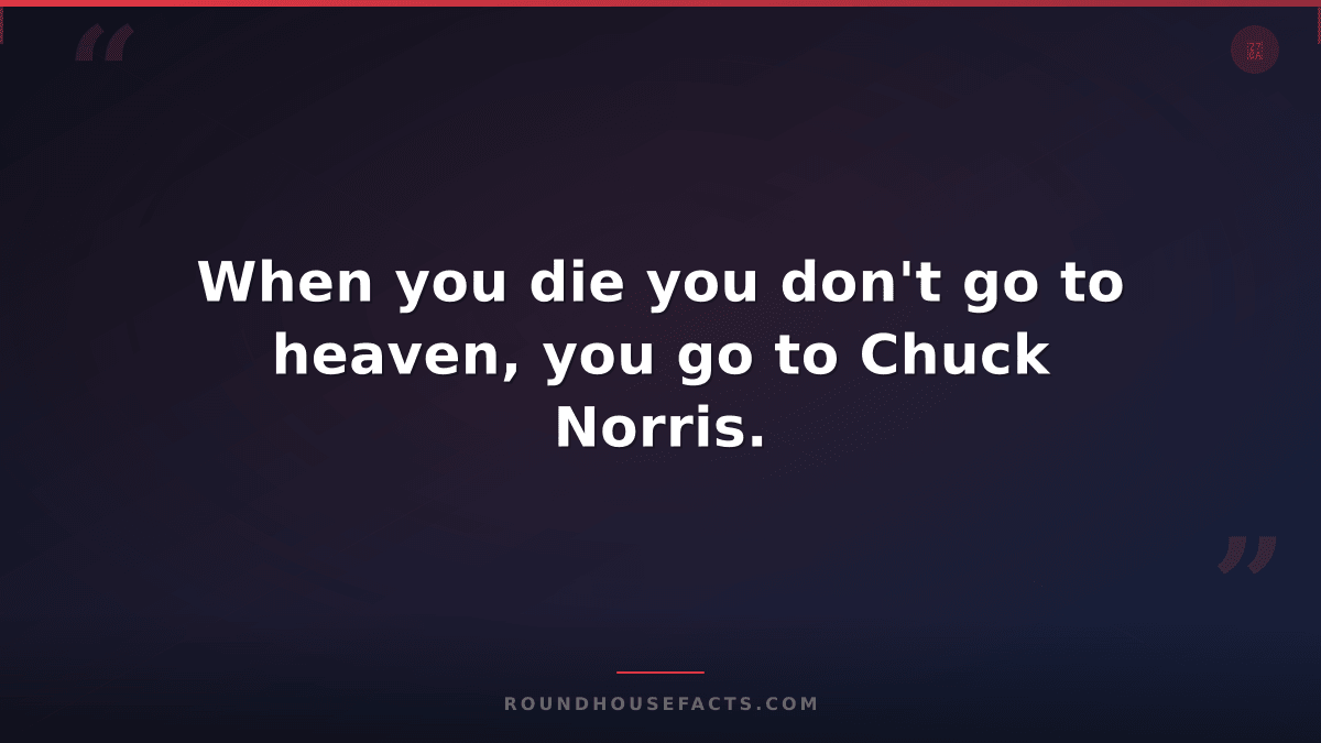 Chuck Norris Fact — When you die you don't go to heaven, you go to Chuck Norris.