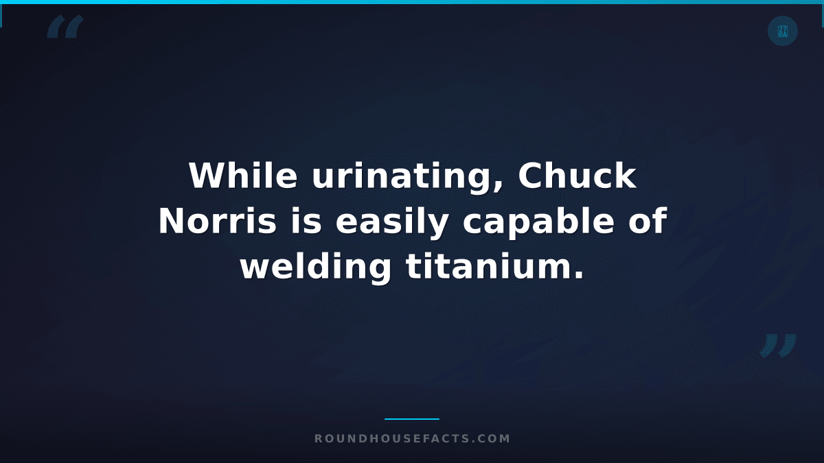 Chuck Norris Fact — While urinating, Chuck Norris is easily capable of welding t