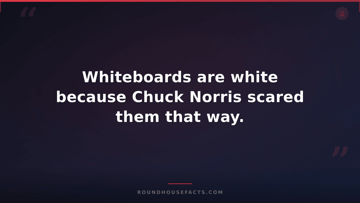 Chuck Norris Fact — Whiteboards are white because Chuck Norris scared them that
