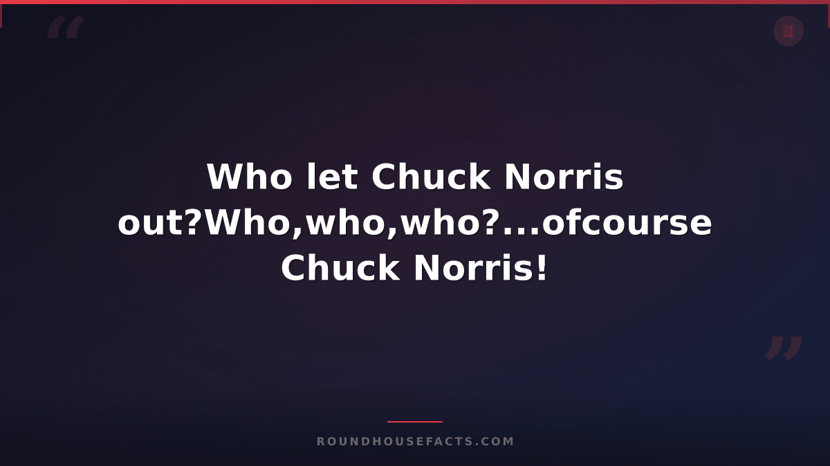Chuck Norris Fact — Who let Chuck Norris out?Who,who,who?...ofcourse Chuck Norri