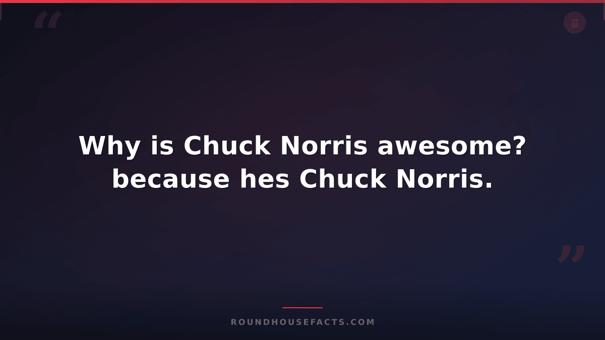 Chuck Norris Fact — Why is Chuck Norris awesome? because hes Chuck Norris.