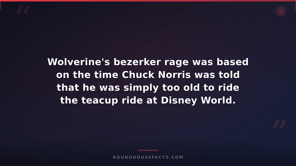 Chuck Norris Fact — Wolverine's bezerker rage was based on the time Chuck Norris