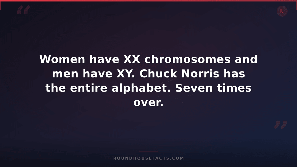 Chuck Norris Fact — Women have XX chromosomes and men have XY. Chuck Norris has