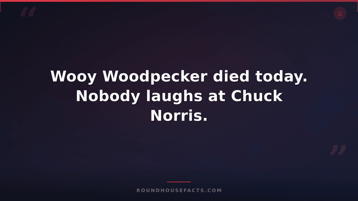 Chuck Norris Fact — Wooy Woodpecker died today. Nobody laughs at Chuck Norris.