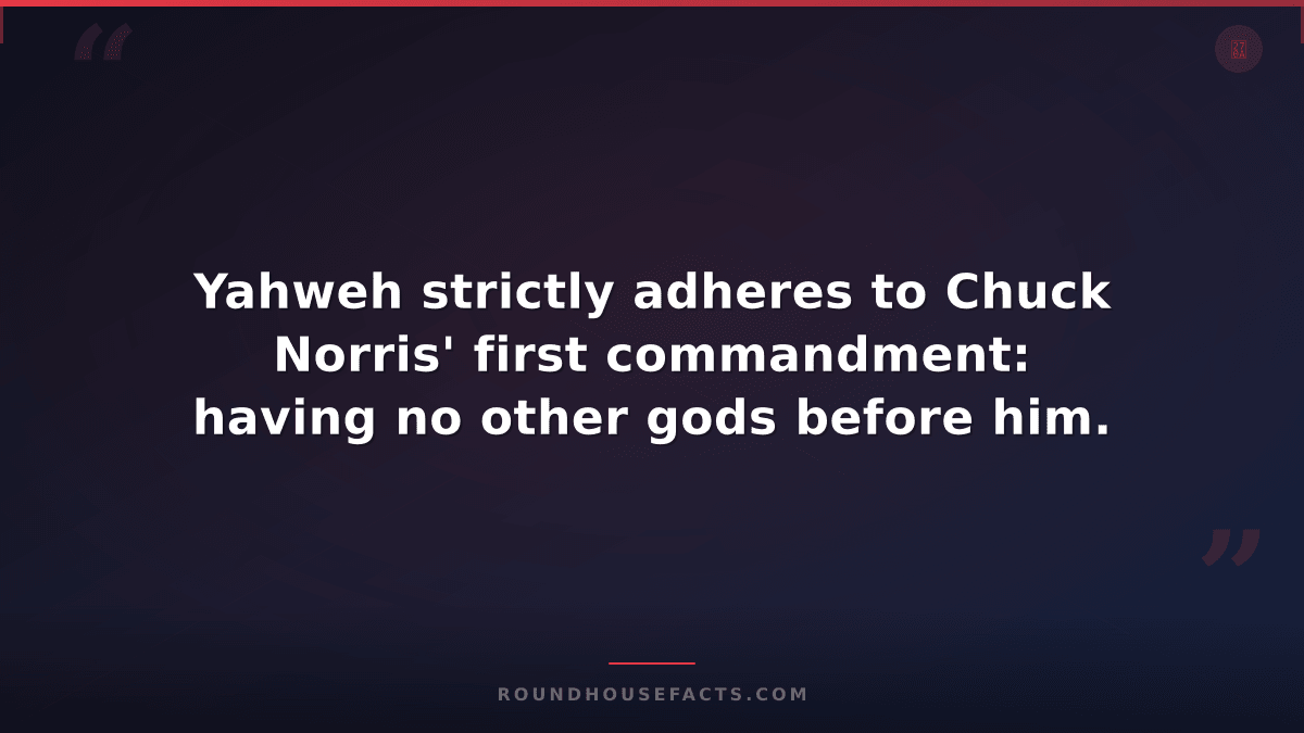 Chuck Norris Fact — Yahweh strictly adheres to Chuck Norris' first commandment: