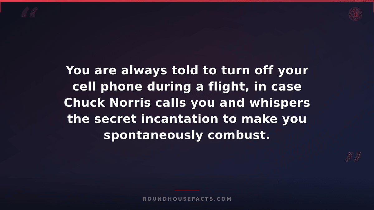 Chuck Norris Fact — You are always told to turn off your cell phone during a fli