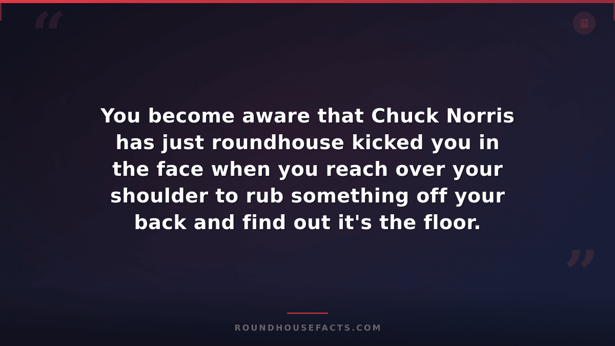 Chuck Norris Fact — You become aware that Chuck Norris has just roundhouse kicke