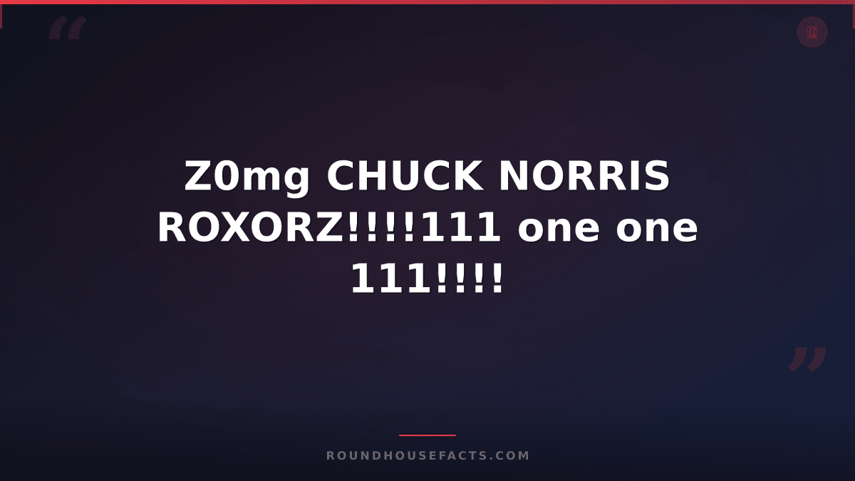 Chuck Norris Fact — Z0mg CHUCK NORRIS ROXORZ!!!!111 one one 111!!!!